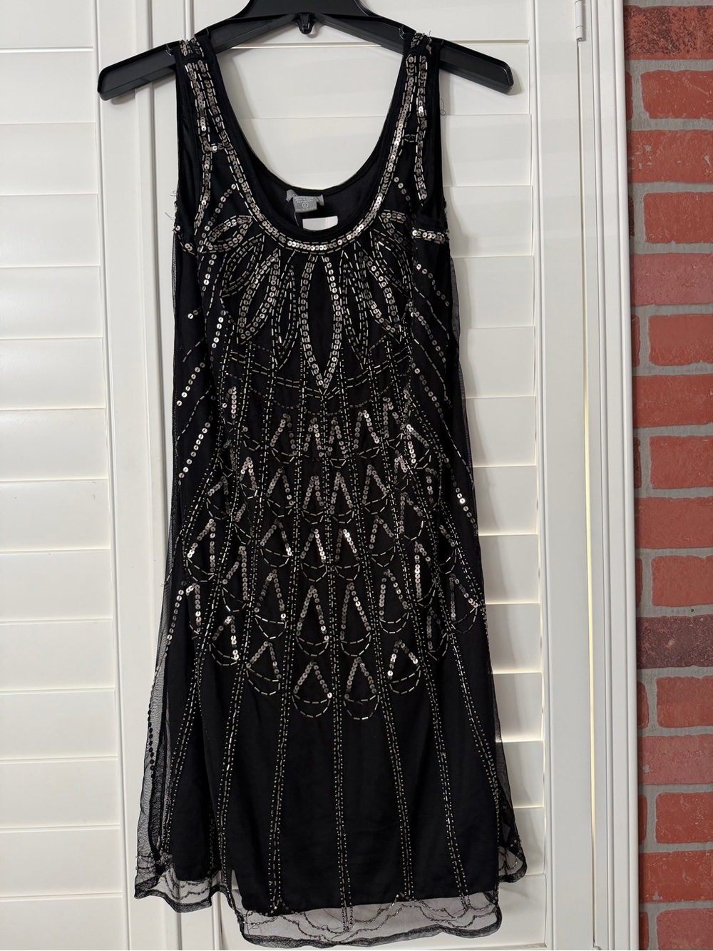 Angie Black Beaded Scoop Neck Cocktail Dress